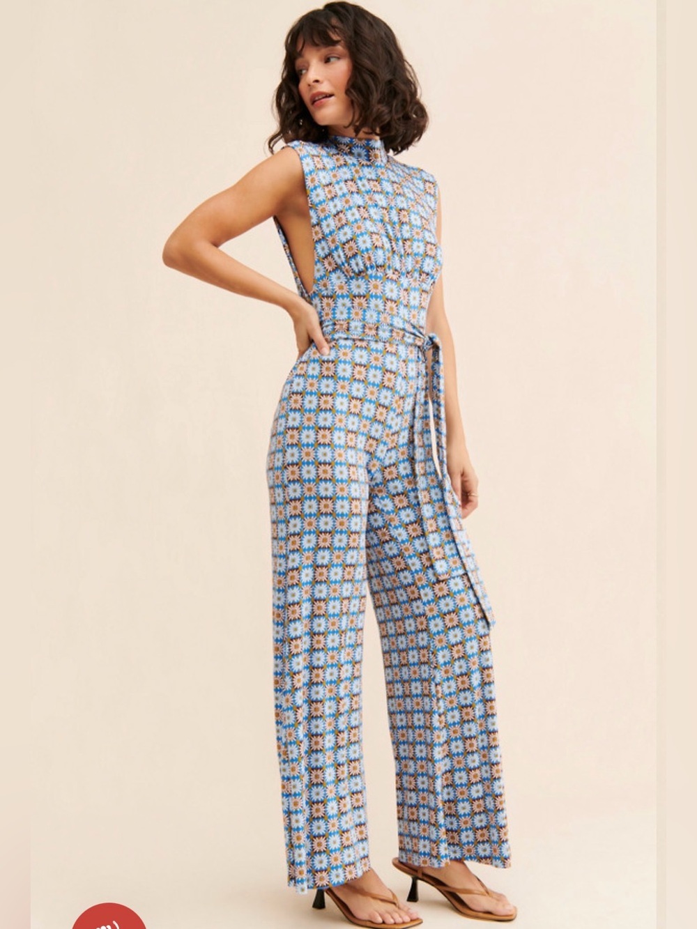 Free People Vibe Check Jumpsuit in blue combo M